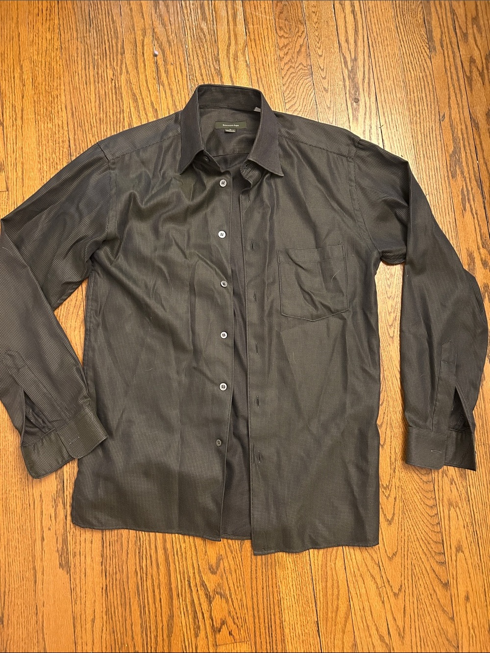 Ermenegildo Zegna Charcoal/Olive Green Dress Shirt